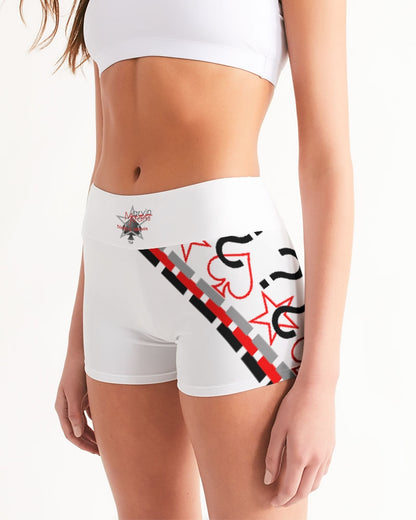 All white by Marvin Jeans and Trinity D.Marvin Women's Mid-Rise Yoga Shorts