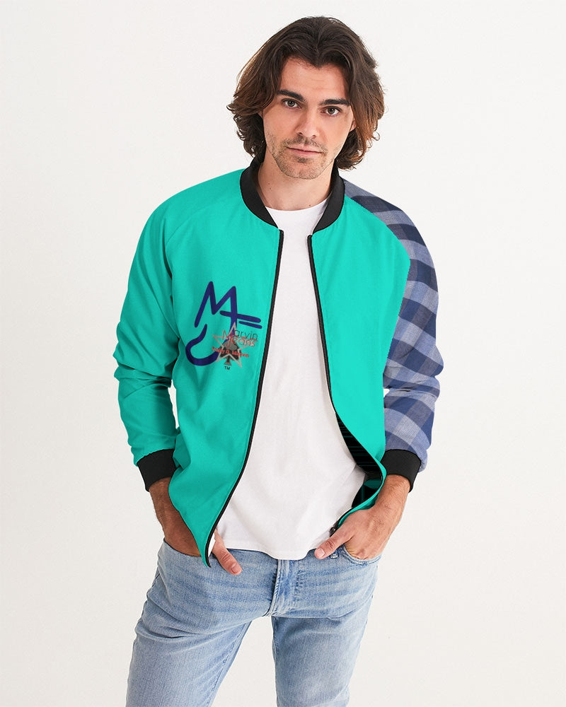 Dark mint blue stripe sleeve by Marvin Jeans and Trinity D Marvin Men's Bomber Jacket