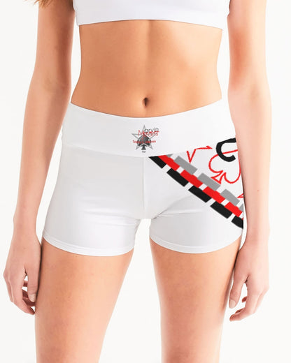 All white by Marvin Jeans and Trinity D.Marvin Women's Mid-Rise Yoga Shorts