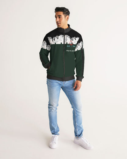 Dark green by Marvin Jeans and Trinity D Marvin Men's Stripe-Sleeve Track Jacket