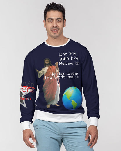 Gospel of hope by Marvin Jeans and Trinity D Marvin Men's Classic French Terry Crewneck Pullover