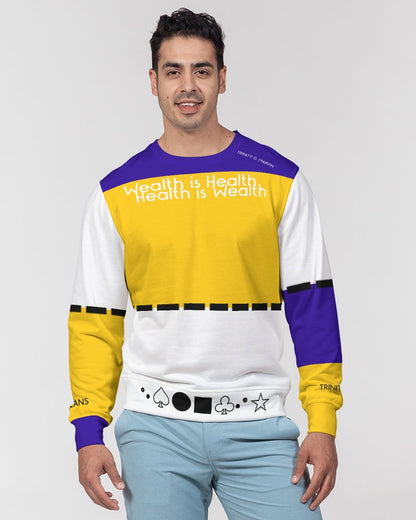 Health is wealth BY MARVIN JEANS Men's Classic French Terry Crewneck Pullover
