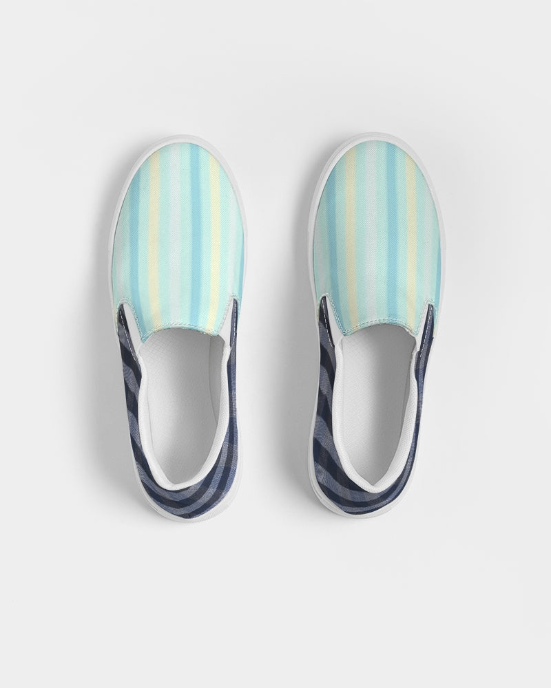 Blue stripes pin stripes BY MARVIN JEANS Men's Slip-On Canvas Shoe