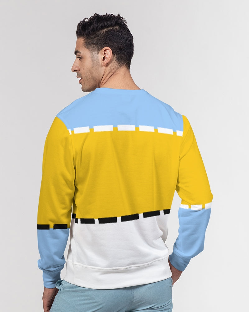 Yellow baby blue BY MARVIN JEANS Men's Classic French Terry Crewneck Pullover