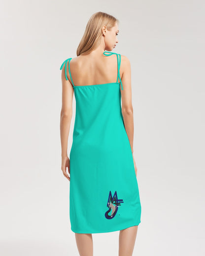 Dark mint Women's Tie Strap Split Dress