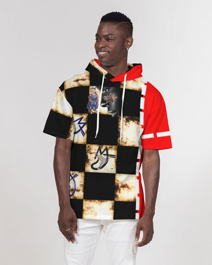 Bold gold red logo's by Marvin Jeans and Trinity D Marvin Men's Premium Heavyweight Short Sleeve Hoodie