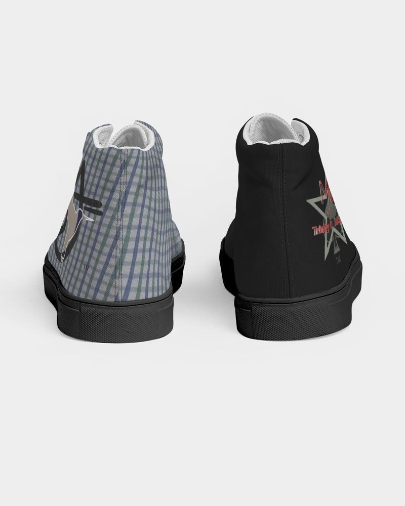 Grid mix black by Trinity D. Marvin and Marvin Jeans Men's Hightop Canvas Shoe - Black