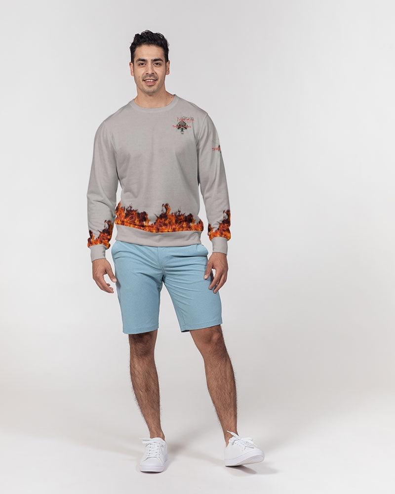 Light grey fire by Marvin Jeans and Trinity D Marvin Men's Classic French Terry Crewneck Pullover
