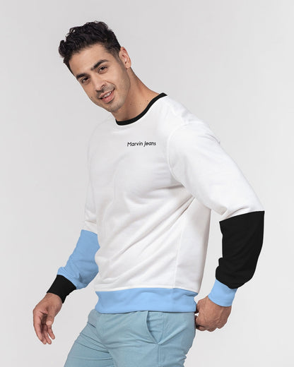 Baby blue by Marvin Jeans Men's Classic French Terry Crewneck Pullover