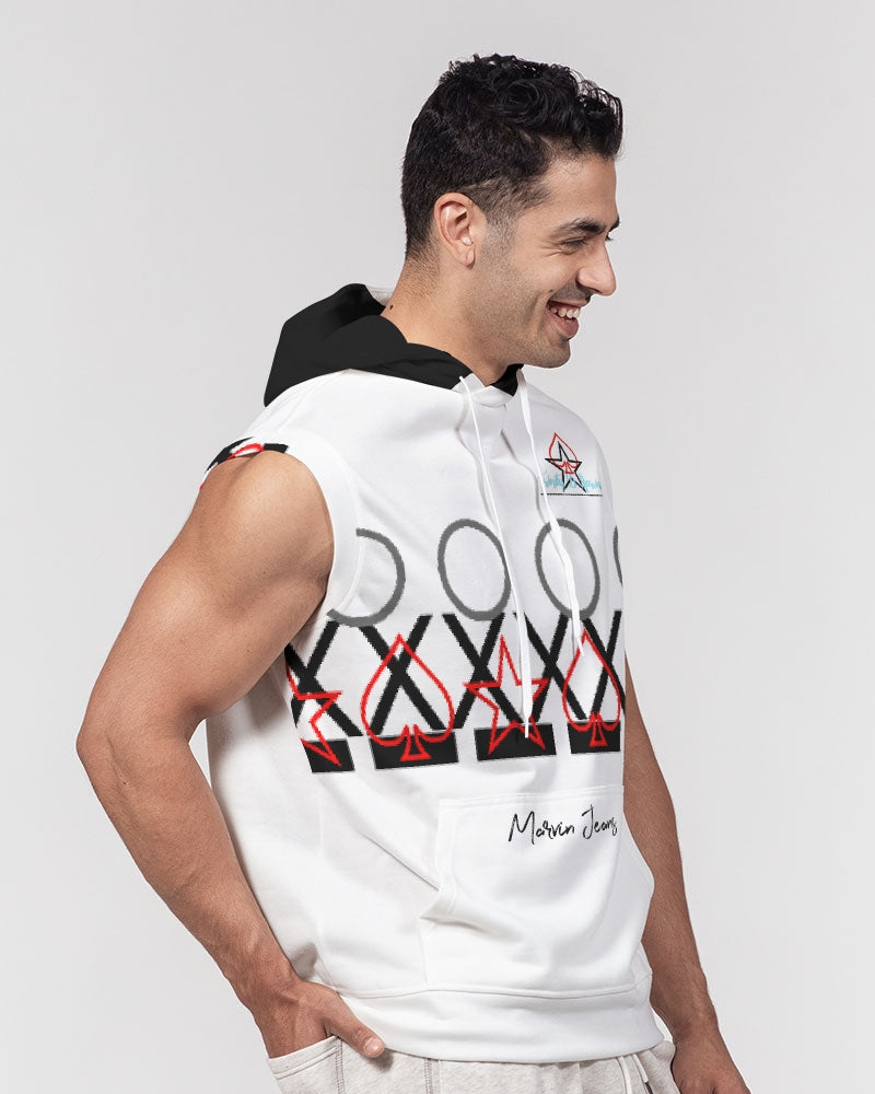 Black and white Trinity D. Marvin Men's Premium Heavyweight Sleeveless Hoodie