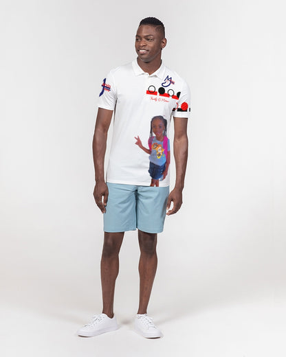 All White T.D.M by Marvin Jeans and Trinity D Marvin Men's Slim Fit Short Sleeve Polo