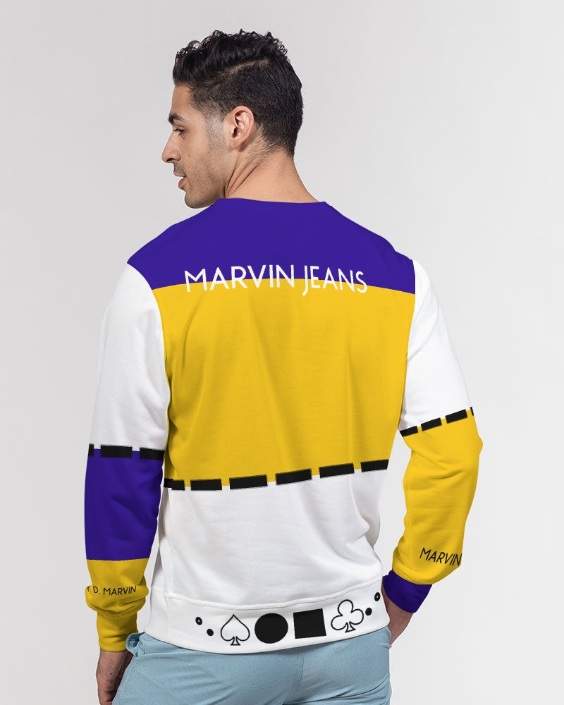 Health is wealth BY MARVIN JEANS Men's Classic French Terry Crewneck Pullover