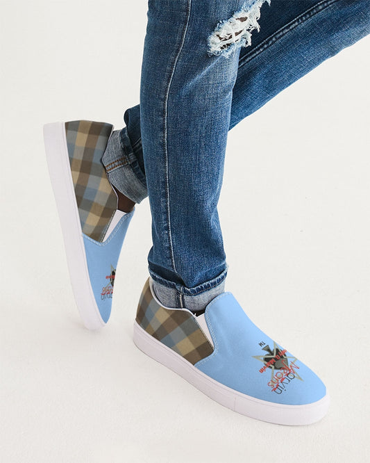 @plaids baby blue Men's Slip-On Canvas Shoe