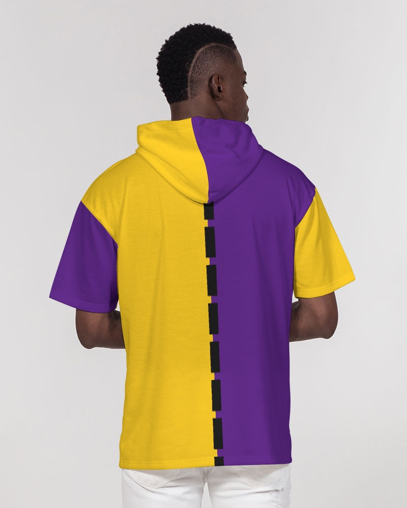 Purple half yellow BY MARVIN JEANS Men's Premium Heavyweight Short Sleeve Hoodie