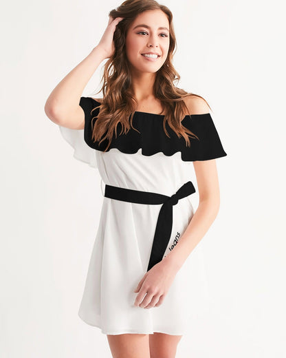 Black and white Women's Off-Shoulder Dress