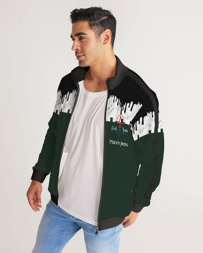 Dark green by Marvin Jeans and Trinity D Marvin Men's Stripe-Sleeve Track Jacket