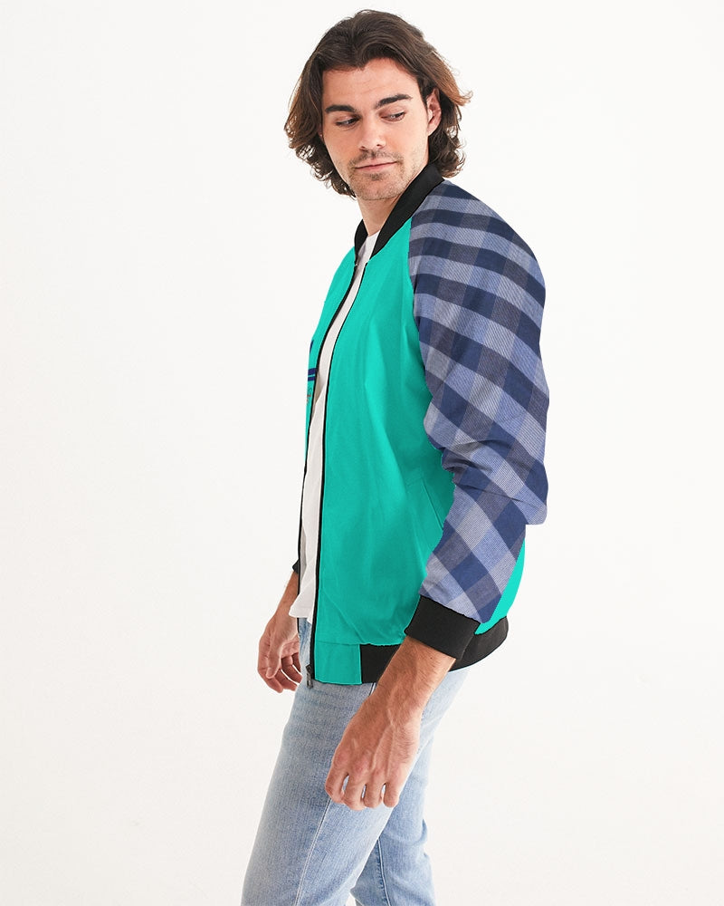 Dark mint blue stripe sleeve by Marvin Jeans and Trinity D Marvin Men's Bomber Jacket