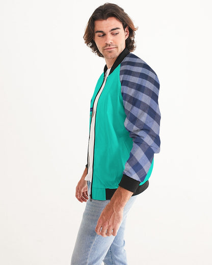 Dark mint blue stripe sleeve by Marvin Jeans and Trinity D Marvin Men's Bomber Jacket