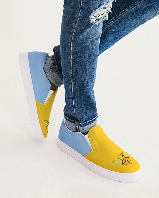 Yellow baby blue BY MARVIN JEANS Men's Slip-On Canvas Shoe