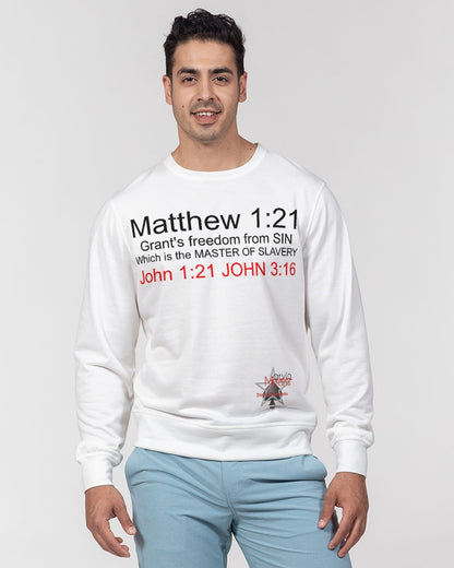 Gospel message freedom from sin BY MARVIN JEANS Men's Classic French Terry Crewneck Pullover