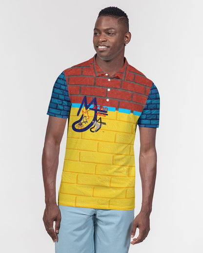 Brick city mix red, yellow , blue by Marvin Jeans and Trinity D Marvin Men's Slim Fit Short Sleeve Polo