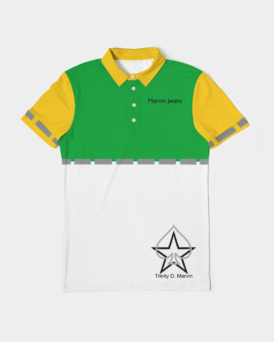 Lemon Lime Green Bay  BY MARVIN JEANS Men's Slim Fit Short Sleeve Polo