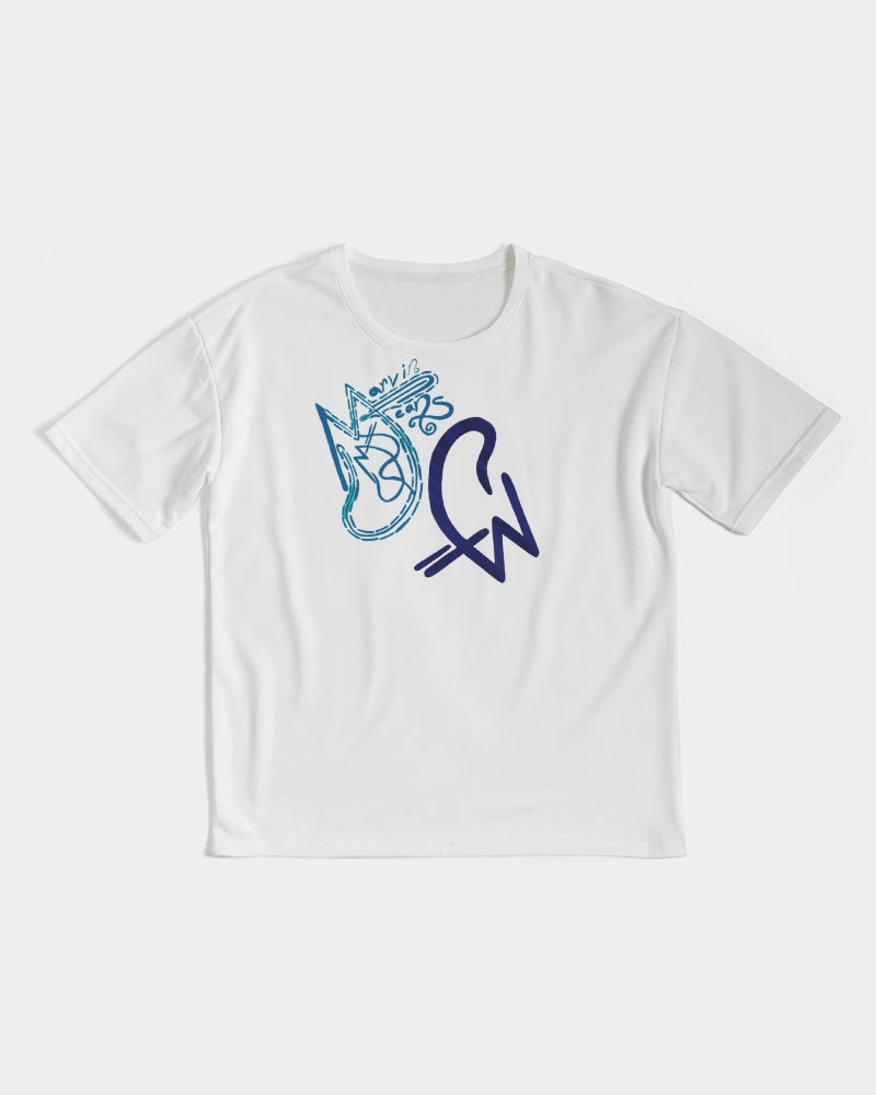 Two logo's  all white by Marvin Jeans and Trinity D Marvin Men's Premium Heavyweight Tee