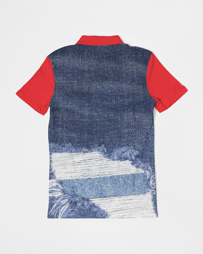 Word of Mouth denim red by Marvin Jeans and Trinity D Marvin Men's Slim Fit Short Sleeve Polo