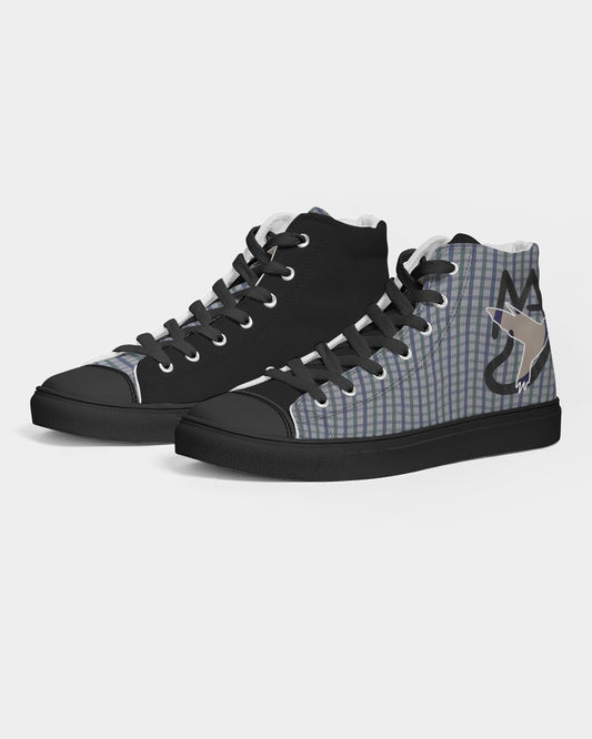 Grid mix black by Trinity D. Marvin and Marvin Jeans Men's Hightop Canvas Shoe - Black
