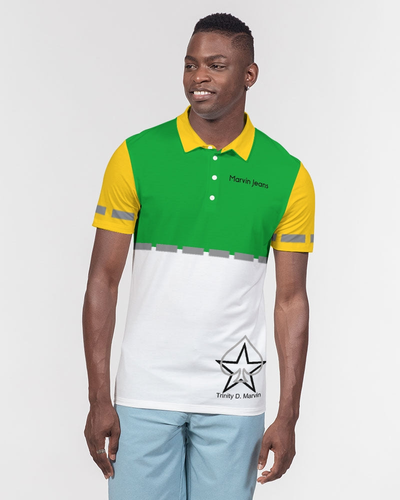 Lemon Lime Green Bay  BY MARVIN JEANS Men's Slim Fit Short Sleeve Polo