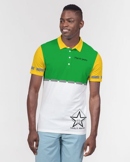 Lemon Lime Green Bay  BY MARVIN JEANS Men's Slim Fit Short Sleeve Polo