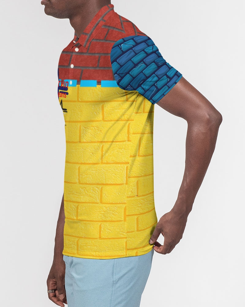 Brick city mix red, yellow , blue by Marvin Jeans and Trinity D Marvin Men's Slim Fit Short Sleeve Polo