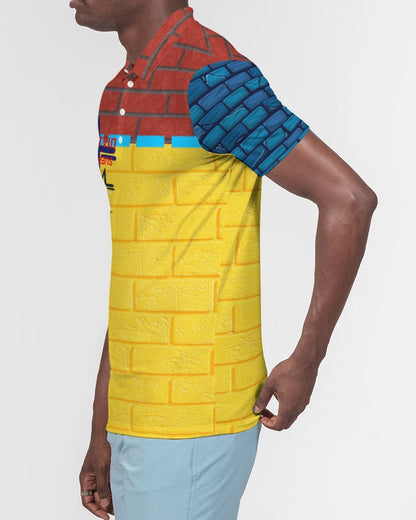 Brick city mix red, yellow , blue by Marvin Jeans and Trinity D Marvin Men's Slim Fit Short Sleeve Polo