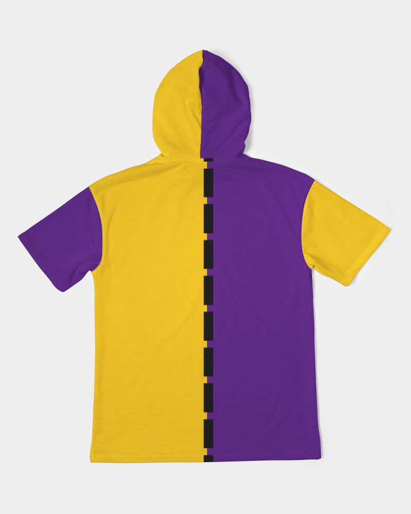 Purple half yellow BY MARVIN JEANS Men's Premium Heavyweight Short Sleeve Hoodie