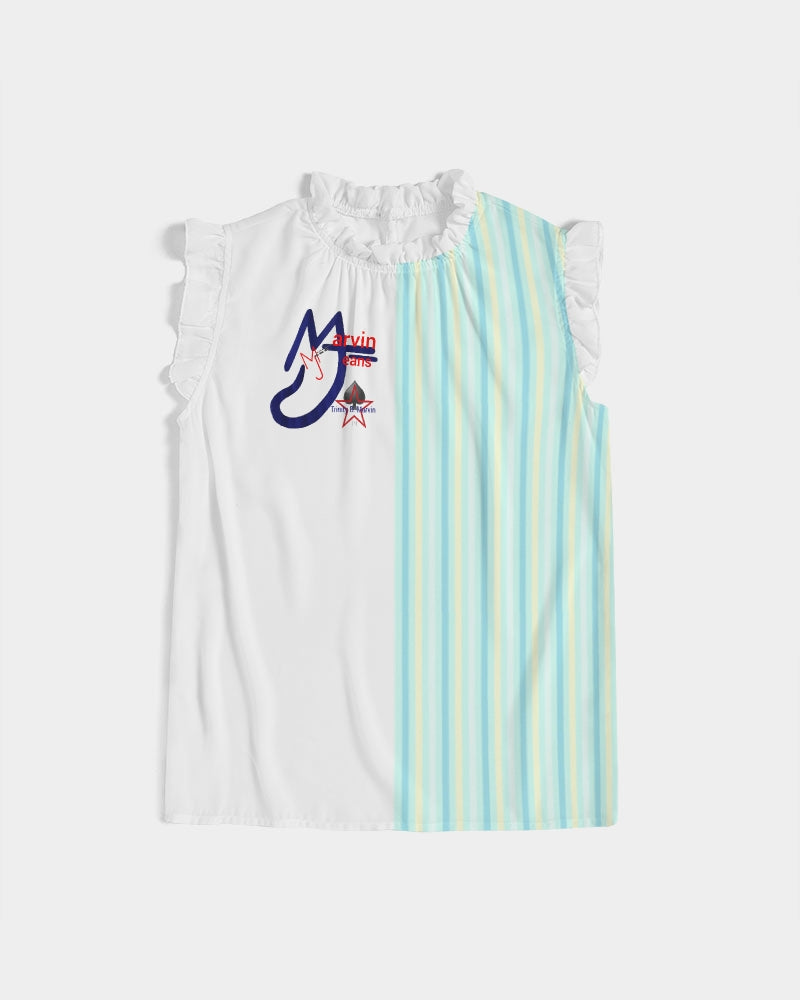 Pin stripes by Marvin Jeans and Trinity D Marvin Women's Ruffle Sleeve Top