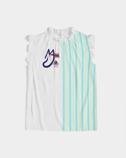 Pin stripes by Marvin Jeans and Trinity D Marvin Women's Ruffle Sleeve Top