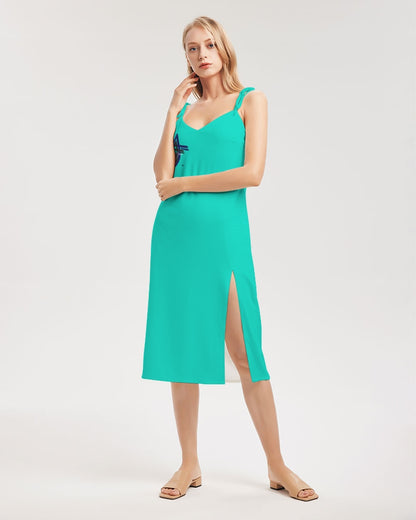 Dark mint Women's Tie Strap Split Dress