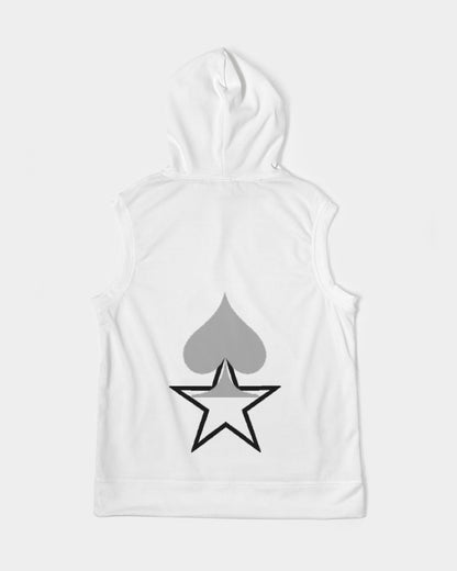 All white BY MARVIN JEANS Men's Premium Heavyweight Sleeveless Hoodie