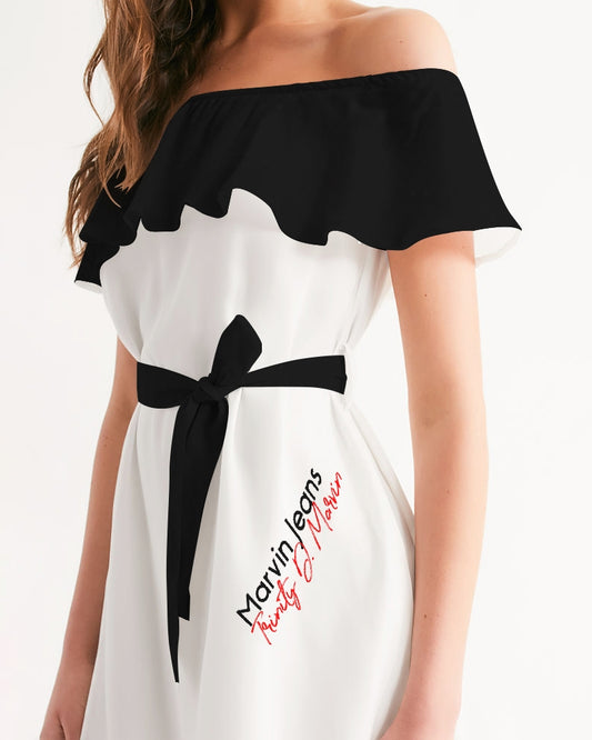 Black and white Women's Off-Shoulder Dress