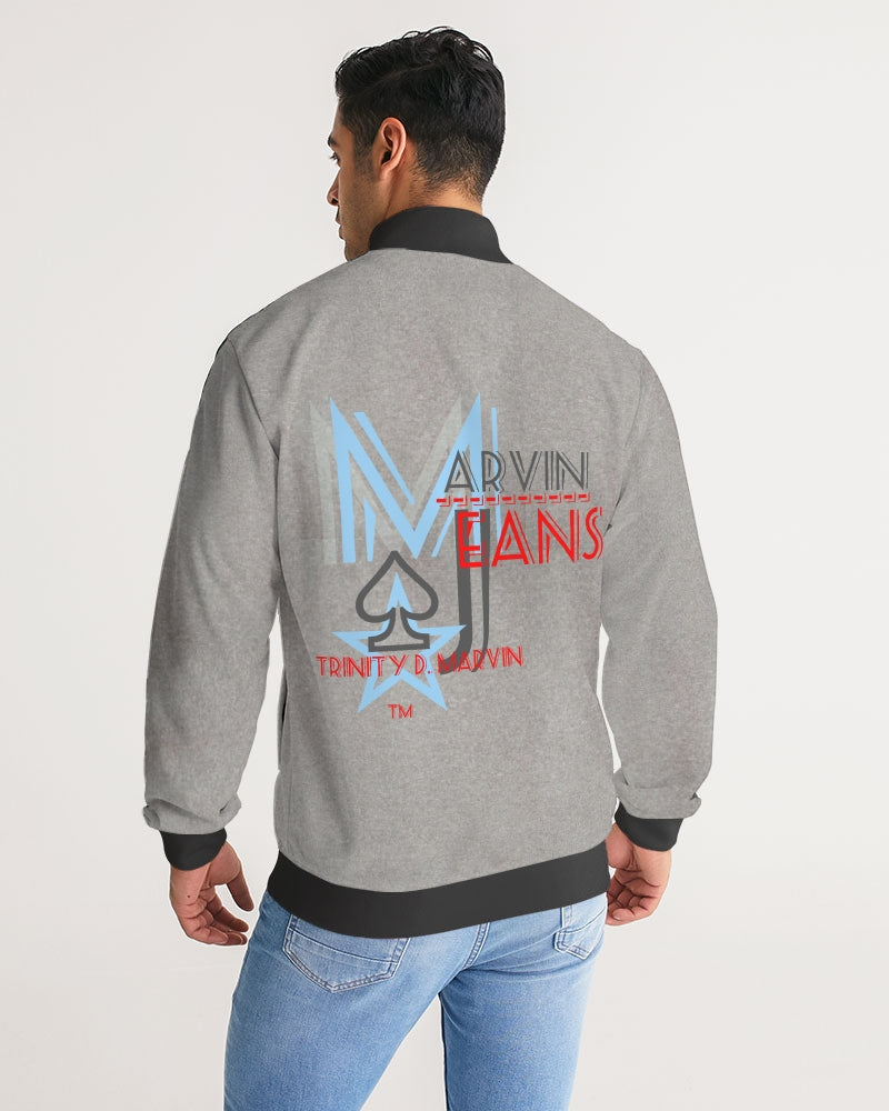 Above greatness cool grey by Trinity D. Marvin and Marvin Jeans  Men's Stripe-Sleeve Track Jacket