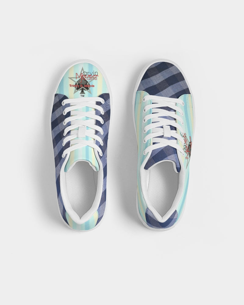 Blue stripes pin stripes by Marvin Jeans and Trinity D Marvin Men's Faux-Leather Sneaker