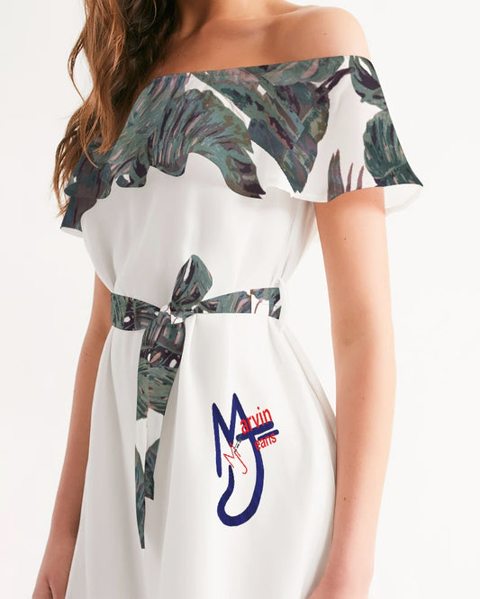 Wild green by Marvin Jeans and Trinity D Marvin Women's Off-Shoulder Dress