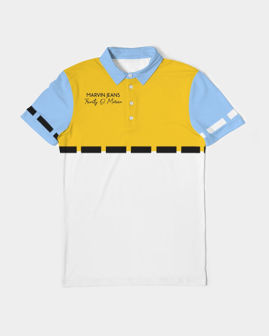 Yellow baby blue BY MARVIN JEANS Men's Slim Fit Short Sleeve Polo
