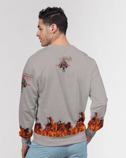 Light grey fire by Marvin Jeans and Trinity D Marvin Men's Classic French Terry Crewneck Pullover