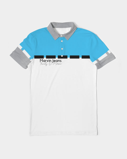 Loud blue BY MARVIN JEANS Men's Slim Fit Short Sleeve Polo