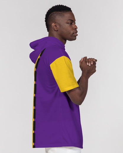 Purple half yellow BY MARVIN JEANS Men's Premium Heavyweight Short Sleeve Hoodie