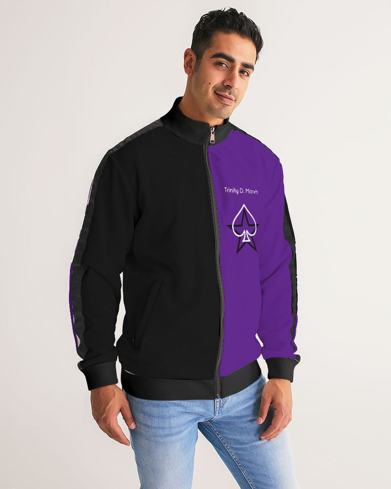 Purple half black BY MARVIN JEANS Men's Stripe-Sleeve Track Jacket