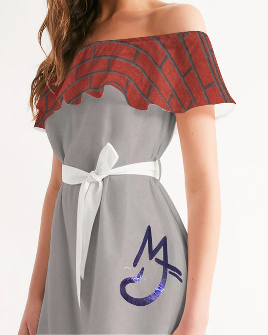 Brick city red light grey by Marvin Jeans and Trinity D Marvin Women's Off-Shoulder Dress