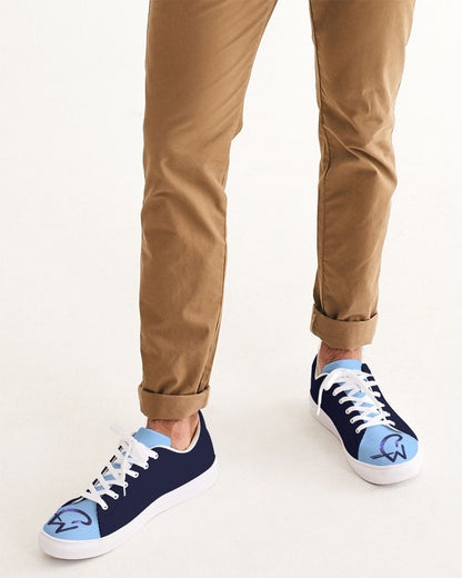 Navy blue baby blue Men's Faux-Leather Sneaker