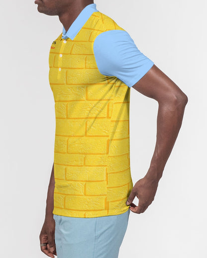 Brick city Yellow baby blue Marvin Jeans and Trinity D Marvin Men's Slim Fit Short Sleeve Polo